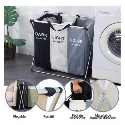 Cesta De Ropa Sucia De Tela X3 Plegable