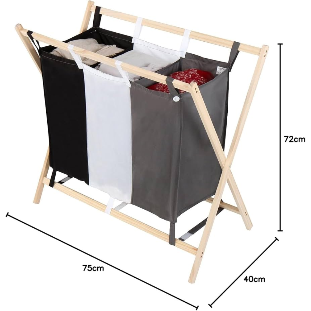 Cesta De Ropa Sucia De Tela X3 Plegable