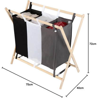 Cesta De Ropa Sucia De Tela X3 Plegable